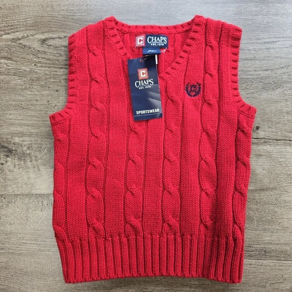 NWT Chaps Ralph Lauren Boys Size 18 Month Button Up Shirt Amd Sweater Vest Set